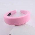 Pink padded sponge headband with soft knit texture and handmade label detail - Pink