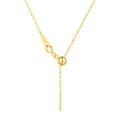 Adjustable S925 sterling silver Y-necklace in gold finish with sliding ball clasp - Gold Necklace DY190074