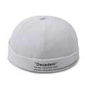 White cotton Miki hat with black Decadent text print and rolled brim styling - Adjustable / White