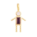 Vue macro d'un pendentif plaqué or 18K avec zircon violet et détails en cristal blanc - Garçon - Juin (Violet Clair)