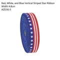 4.8cm red white and blue star ribbon roll for American Independence Day decor - 4.8cm Width Red White Blue Stripe White Star Ribbon