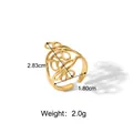 Irregular golden open ring with heart patterns measuring 2.83cm by 1.80cm and weighing 2.0g - Hollow Heart Floral Style (YYR023367)