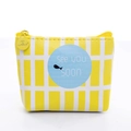 Cute yellow and white checkered PU leather coin purse with See You Soon slogan - Yellow Plaid