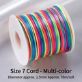 Rainbow gradient 1.5mm woven nylon cord for DIY jewelry making and knots, 70m roll - Colorful