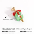 Green enamel Christmas gift box pendant in stainless steel with waterproof properties - Small Green Gift Box (PJ92912(Small))