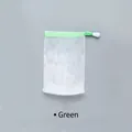 Double-layered white mesh foaming net with green drawstring for soap lathering - Green