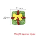 Glitter green Christmas gift box resin flatback with red ribbon for DIY phone case crafts - Green Christmas Gift