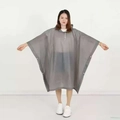 Reusable grey translucent hooded cycling poncho with front zipper for outdoor travel - Gray