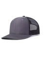 Richardson style dark grey front and black mesh back curved brim trucker hat - Dark Grey Patchwork Black