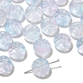 Translucent light blue iridescent glass beads with embossed texture for DIY jewelry - 10 Pieces Pack / Sky Blue