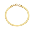 Flat gold stainless steel herringbone snake chain bracelet with lobster clasp - 4mm-16.5cm (33299) / 14K Gold