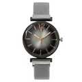 Women's quartz watch with black-grey gradient dial and silver mesh magnetic band - Silver