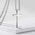 Collana con ciondolo a croce in acciaio inossidabile argento lucido e catena intrecciata - Catena da 60cm (Stile 2) / Argento