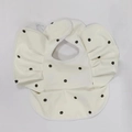 Waterproof baby bib in cream with black polka dots and decorative ruffle shoulders - Wings - Milky White Polka Dots / One Size