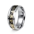 Retro-Punk-Piraten-Totenkopfring in Silber und Schwarz mit goldenen Details - US 6 / Schwarz Gold