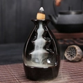 Black ceramic backflow incense burner with smoke waterfall and elegant bottle design - Fallen Leaves Returning to Roots