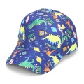 Navy blue kids baseball cap featuring colorful space dinosaur patterns and space elements - 52-54cm / Planet Dinosaur