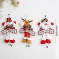 Christmas snowman reindeer and santa fabric plush hanging ornaments with merry christmas sign - Style E 3-Piece Set/Long Leg Design / Display Stand Combo 5 (4 Pieces)