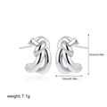 Macro detail of silver knot stud earrings showing 15mm dimensions and metallic texture - Silver Knot Style (T152_2)
