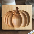 Rectangular beech wood cookie mold featuring a detailed pumpkin relief carving - Pumpkin