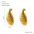 Detail of 33mm textured 18k gold plated stainless steel wave earrings showing dimensions - Ripple Style (ZE1510G)