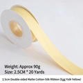 Egg yolk yellow matte cotton ribbon 2.5cm wide for flower gift box packaging - Double-sided Matte Cotton / 2.5cm Wide * 20 Yards / Egg Yellow