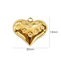 Detail of gold heart pendant with star relief measuring 20mm by 13mm on white background - Star Embossed Heart