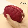 Claret quilted canvas mini wallet with double zippers and gold heart detail - Double Zipper Quilted / Burgundy