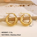 Aros de acero inoxidable bañados en oro de 18K, pendientes gruesos de 2 cm - 2cm / Dorado