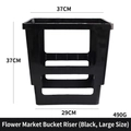 Large black plastic floral bucket extension base for flower shops, 37cm height dimensions - Auction House Flower Bucket With Extended Section (large Black); Flower Growing Bucket
