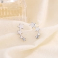925 silver stud earrings with three sparkling shooting stars and zircon stones for women - Meteor Stud Earrings / Silver