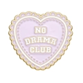 Lavender heart enamel pin with No Drama Club text and gold metal trim on white background - No Drama Club Style Purple (xz9173)