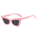 Pink cat eye sunglasses with wavy frame and gold square accents for women - Pink Frame Dark Grey Lens
