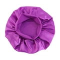 Elastic wide-band deep purple satin bonnet for kids with silky finish and snug fit - One Size / Purple