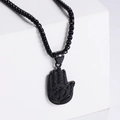 Collana vintage in acciaio inossidabile con ciondolo a palmo nero su base bianca - Nero (senza catena)