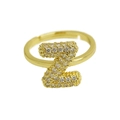 Adjustable golden letter Z ring featuring a bubble style with shimmering pavé stones - Adjustable Open / Gold-Z