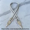 Adjustable wide canvas shoulder strap with black geometric arrows and gold metal hooks - Light Gold Buckle / Off-White with Black Arrow - Off-White Leather