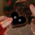 Sparkling S925 sterling silver snowflake stud earrings inside a heart-shaped wooden gift box - F237 / Style C / White Gold Color / 925 Sterling Silver