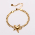 Dettaglio del ciondolo a stella marina in acciaio inossidabile dorato e bracciale a catena - Stile Ciondolo Stella Marina Lucido (AMLYT425-4)
