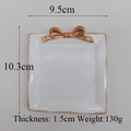 Vintage Schmuckschale in Weiß mit goldener Schleife und antikem Rand-Finish - Quadratisch / Weiß