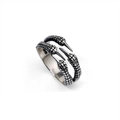 Adjustable dragon claw open ring in retro silver with 925 silver stamp details - Style 9
