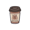 Creative coffee cup enamel pin featuring a cute brown capybara cartoon design - Coffee Cup Style (QHXZ155)