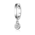 925 sterling silver hoop earring with clear zircon drop and engraved letter M detail - 10mm Inner Diameter - Single / Platinum Silver (#4)