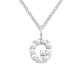 Elegant silver stainless steel necklace featuring a letter G pendant adorned with pearls - Letter G / Steel Color