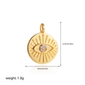Detail of 18K gold evil eye charm with sunbeam design, size 21x16mm, weight 1.9g - EYE