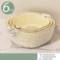 6-piece cream white double-layer drain basket set with wavy transparent texture - Cream White Ripple - 6-Piece Set