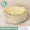 6-piece cream white double-layer drain basket set with wavy transparent texture - Cream White Ripple - 6-Piece Set