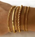 Set of five gold titanium steel bracelets including paperclip and Cuban link styles - Gold Paperclip Cuban Box 6-Piece Set