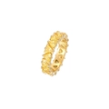 Gold plated eternity ring featuring yellow triangle cut cubic zirconia stones - Gold - Yellow Zirconia