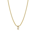 Golden snake chain necklace featuring a crystal-encrusted letter K pendant for women - Letter K